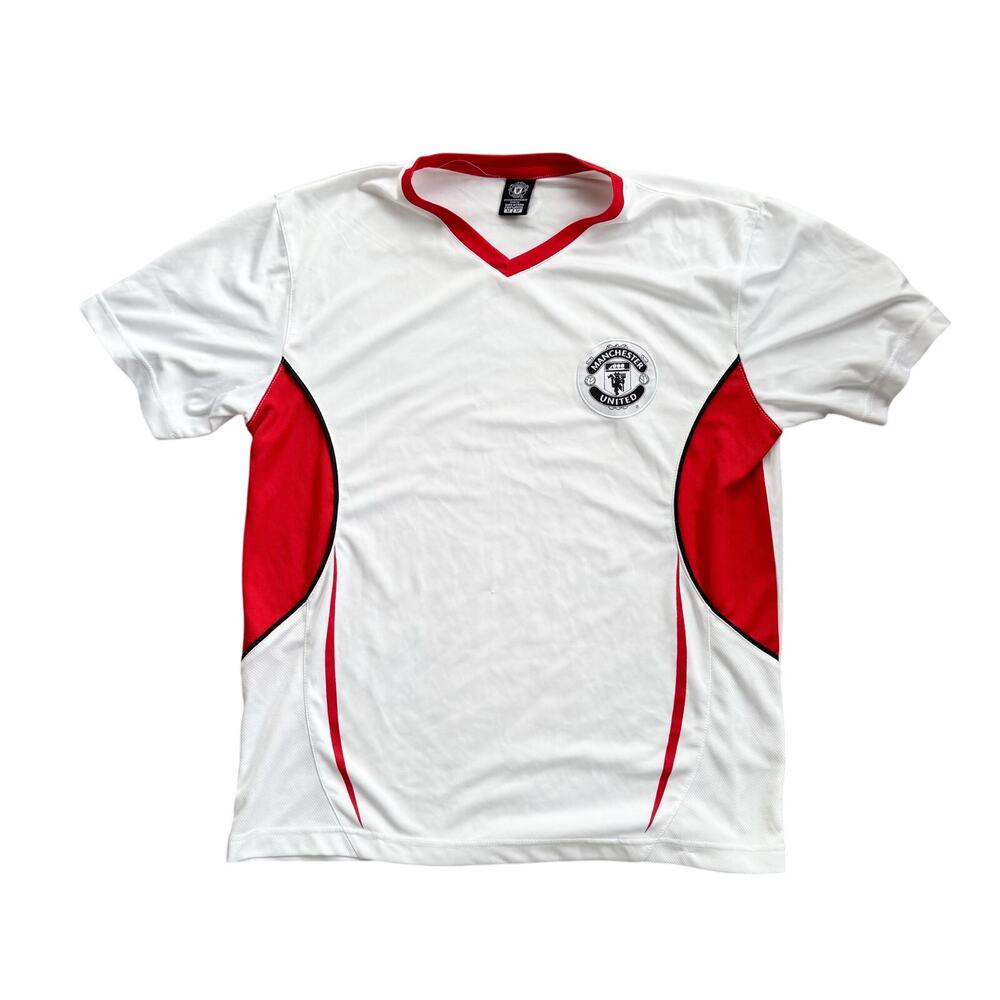 MANCHESTER UNITED V Neck Poly Shirt Short Sleeve Size Medium
